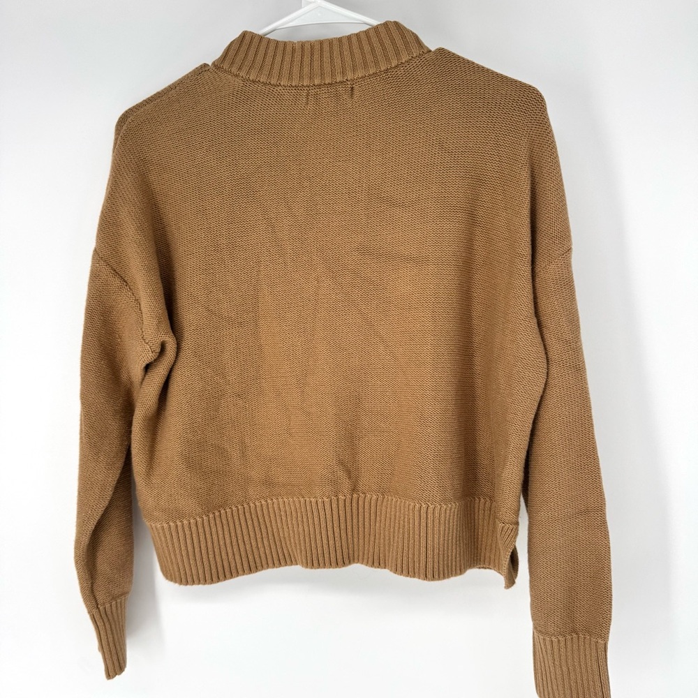 Quince 100% organic cotton cottagecore knit Tan Button-Up Cardigan small - Picture 3 of 7